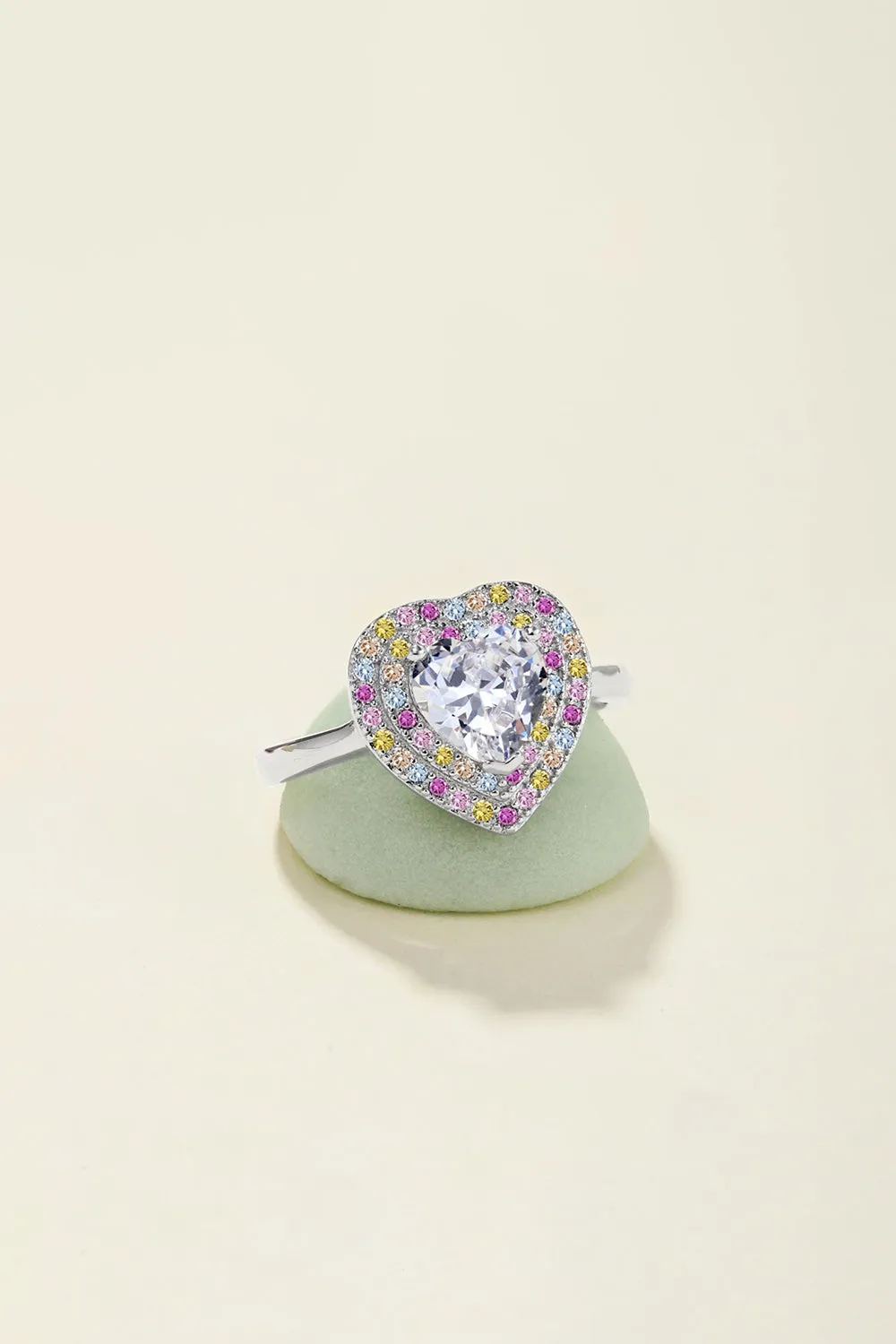 Heart Shape Colorful Zircon Sterling Silver Ring