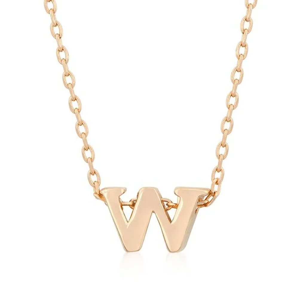 Initial W Rose Gold Pendant