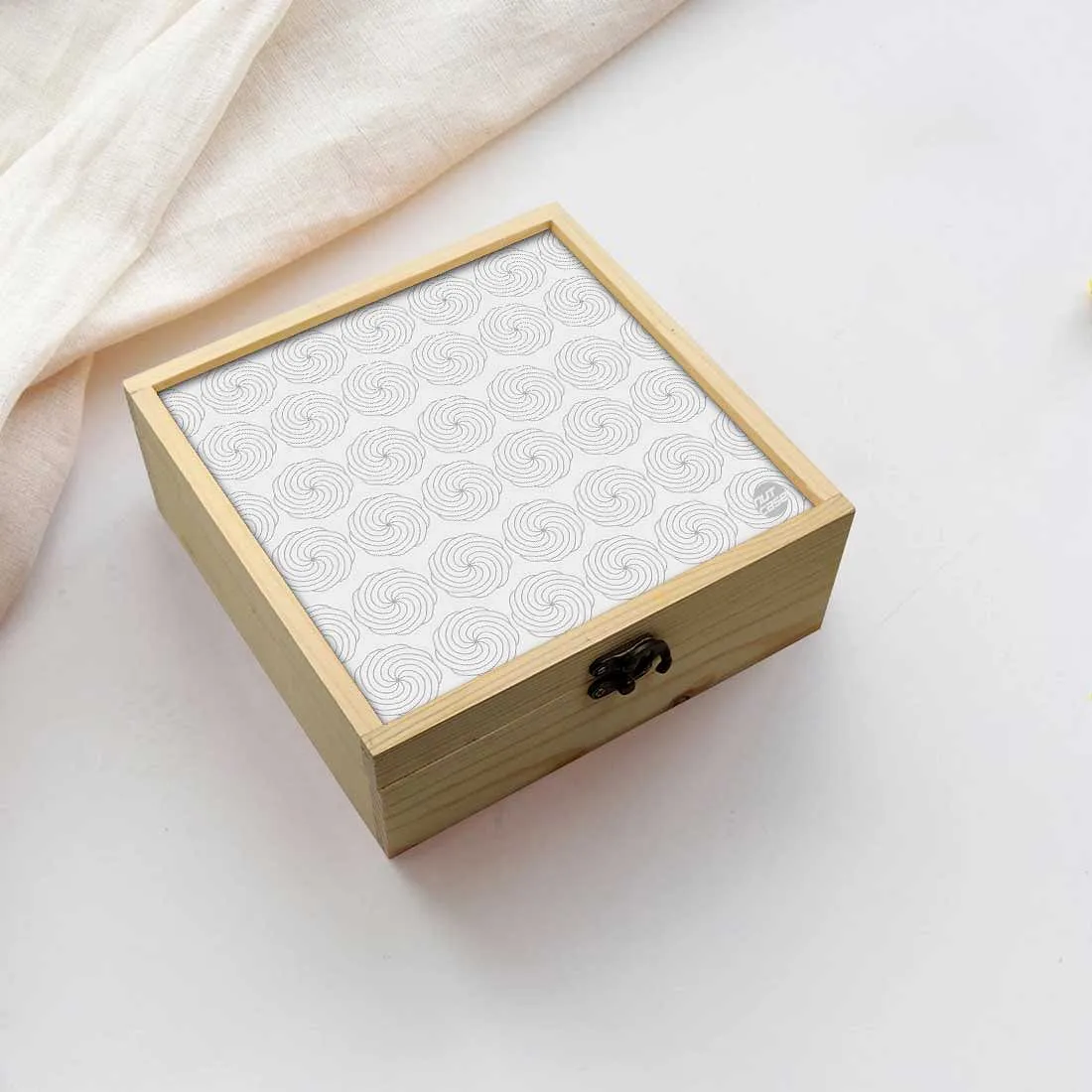 Jewellery Box Makepup Organizer -  Grey Designer Flower Pattern