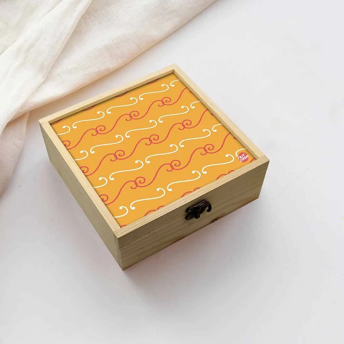 Jewellery Box Wooden Jewelry Organizer -  Ethnic Pattern Orange