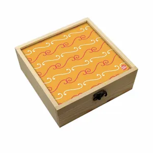 Jewellery Box Wooden Jewelry Organizer -  Ethnic Pattern Orange