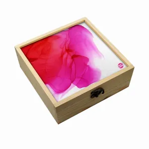 Jewellery Box Wooden Jewelry Organizer -  Red And Pink Ink Watercolor