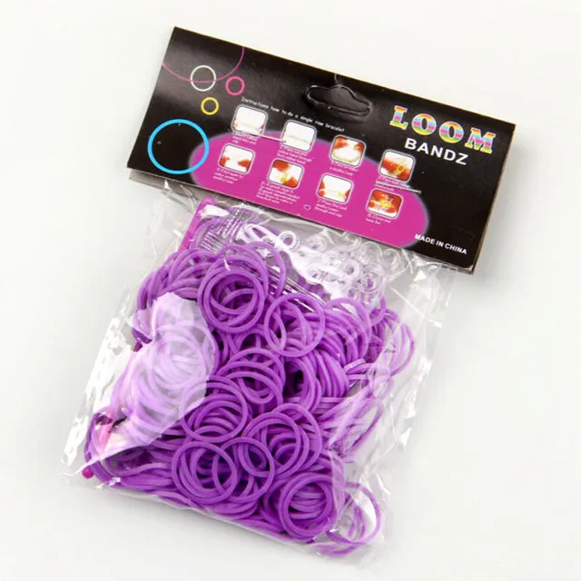 JINSE Normal color rubber band loom bands 600 pcs   12 S clip   1 hook 12 colors available  LBD002