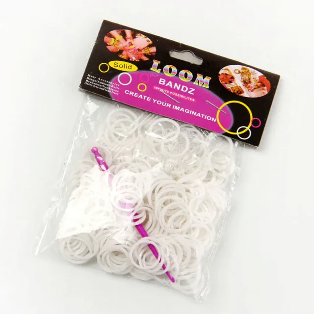 JINSE Normal color rubber band loom bands 600 pcs   12 S clip   1 hook 12 colors available  LBD002