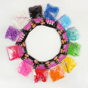 JINSE Normal color rubber band loom bands 600 pcs   12 S clip   1 hook 12 colors available  LBD002