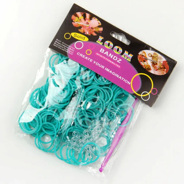 JINSE Normal color rubber band loom bands 600 pcs   12 S clip   1 hook 12 colors available  LBD002