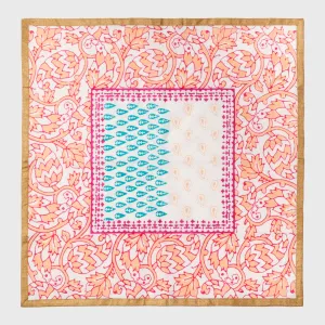 Joyful Block Print Napkin, Pink, Set Of Two