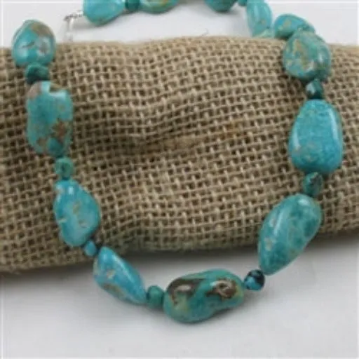 Kingman Teal Turquoise Beaded Necklace Bold