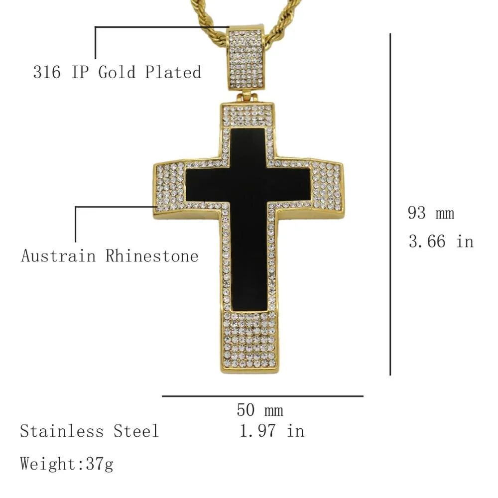 Knights Templar Commandery Necklace - Iced Out Bold Cross Pendant