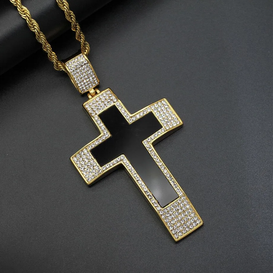 Knights Templar Commandery Necklace - Iced Out Bold Cross Pendant