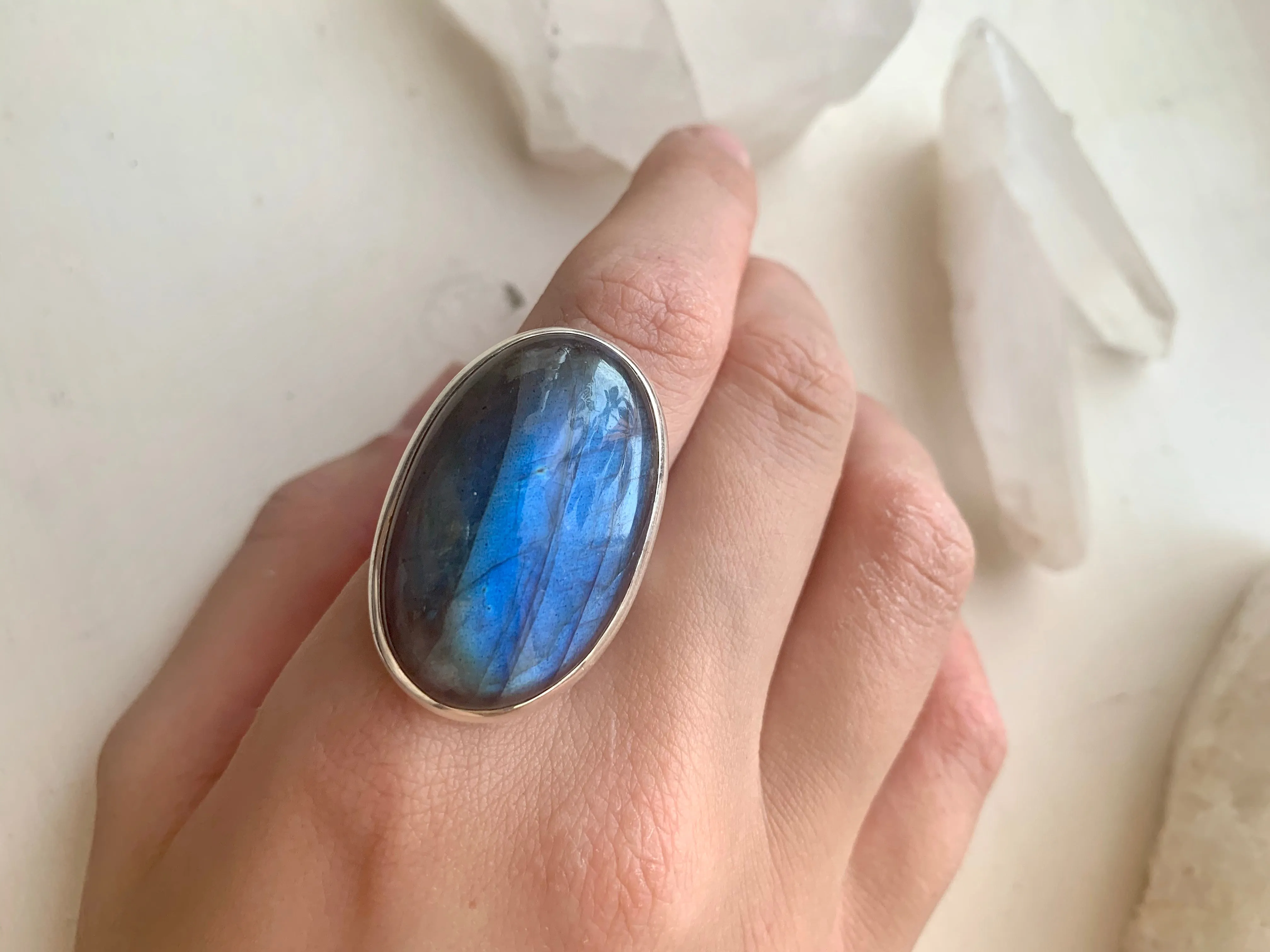 Labradorite Akoni Ring - XLarge Oval (US 8.5 & 10)