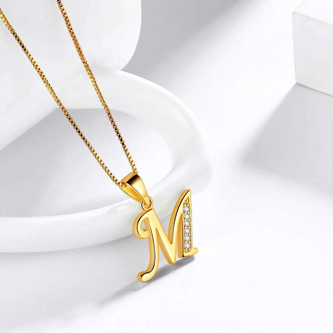 Letter M Initial Necklaces Pendant Women Men Name Jewelry Gift 925 Silver