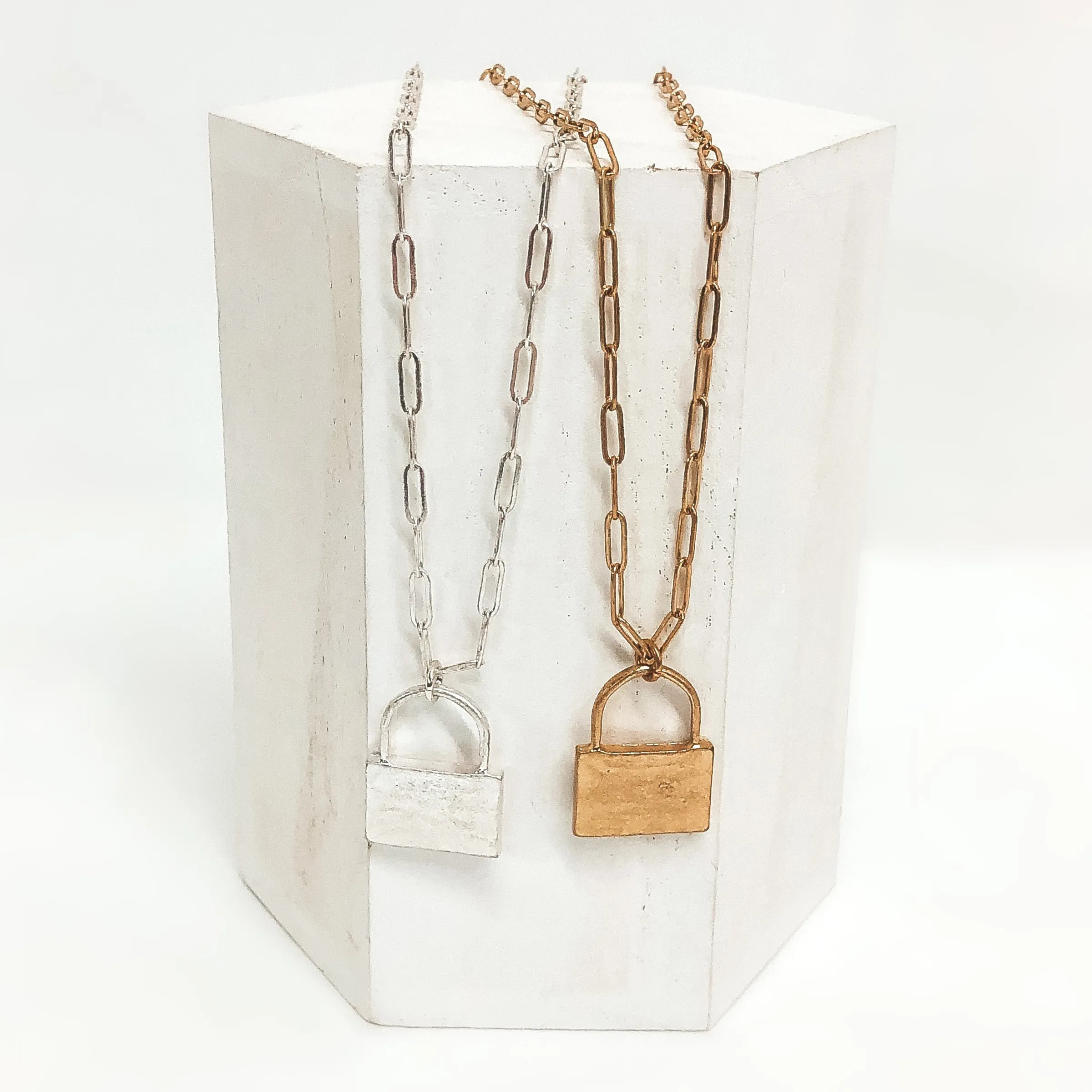 Locked In Necklace with Lock Pendant in Gold