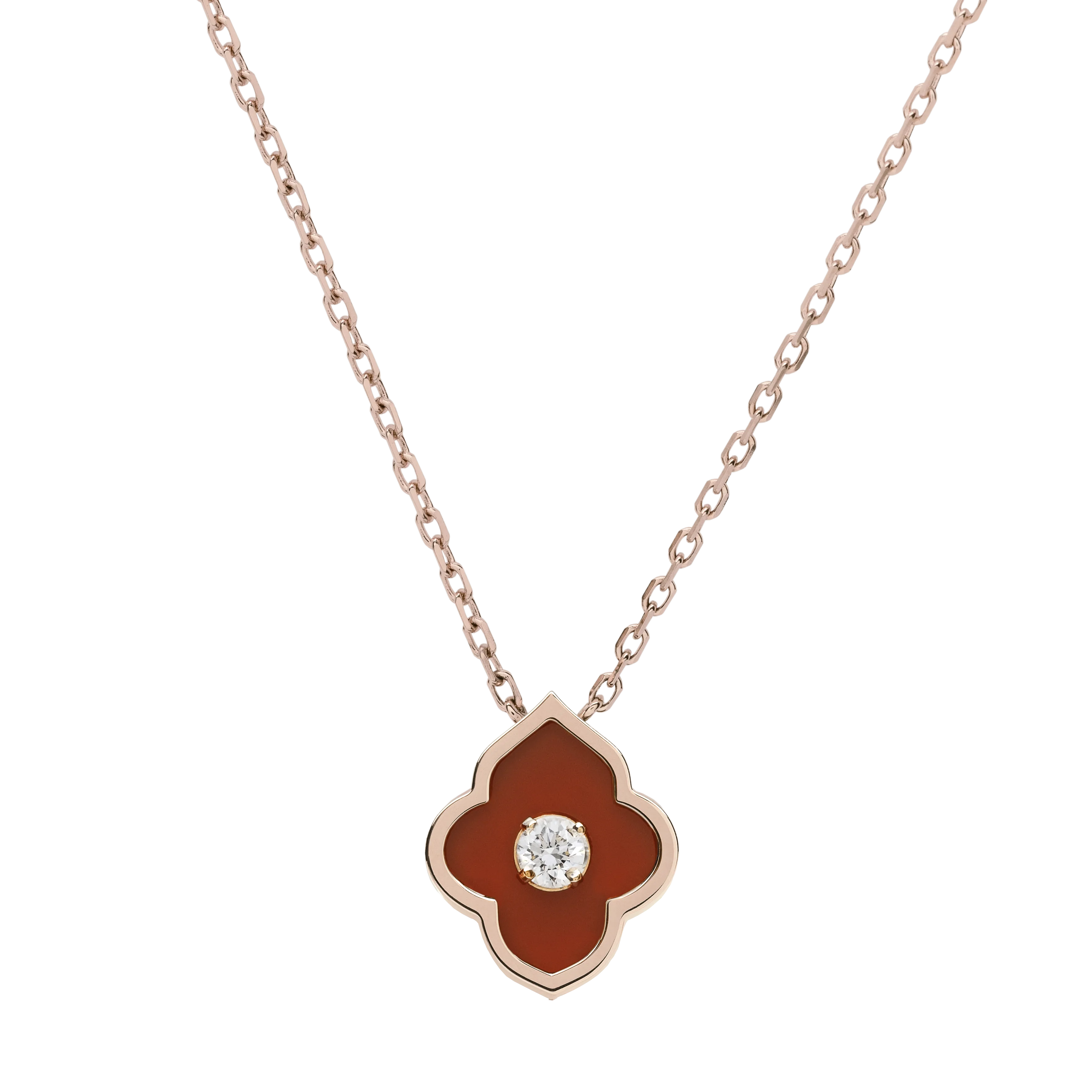 LUCE COLOUR - PENDANT ROSE GOLD CORNELIAN & 1 DIAMOND S