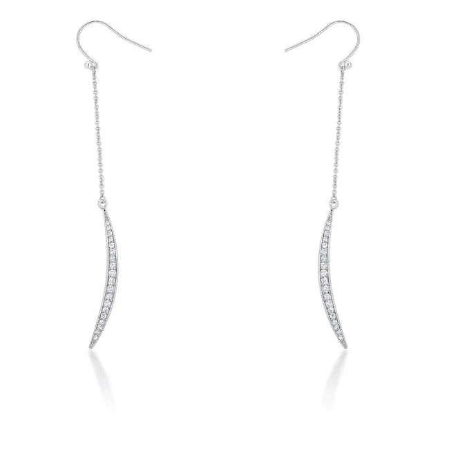 Luna Delicate Moon Drop Silver Earrings | 0.5ct