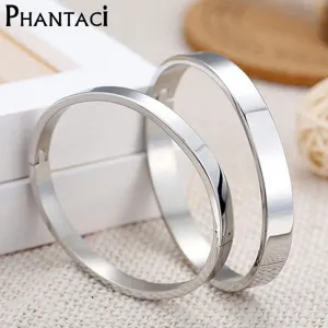 Luxury Lover Cuff Bracelets&Bangles Top Silver Color Brand Couples Simple Glaze Buckle Love Charm Bracelet For Women Or Men