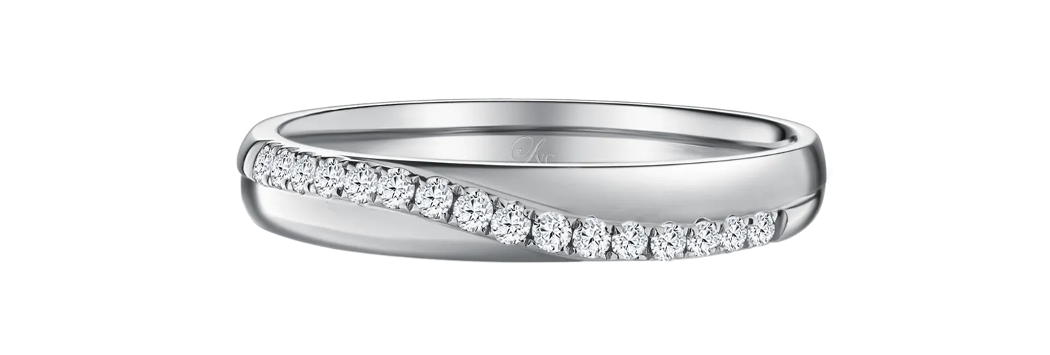 LVC Purete Trust Wedding Band with Diamonds in Platinum