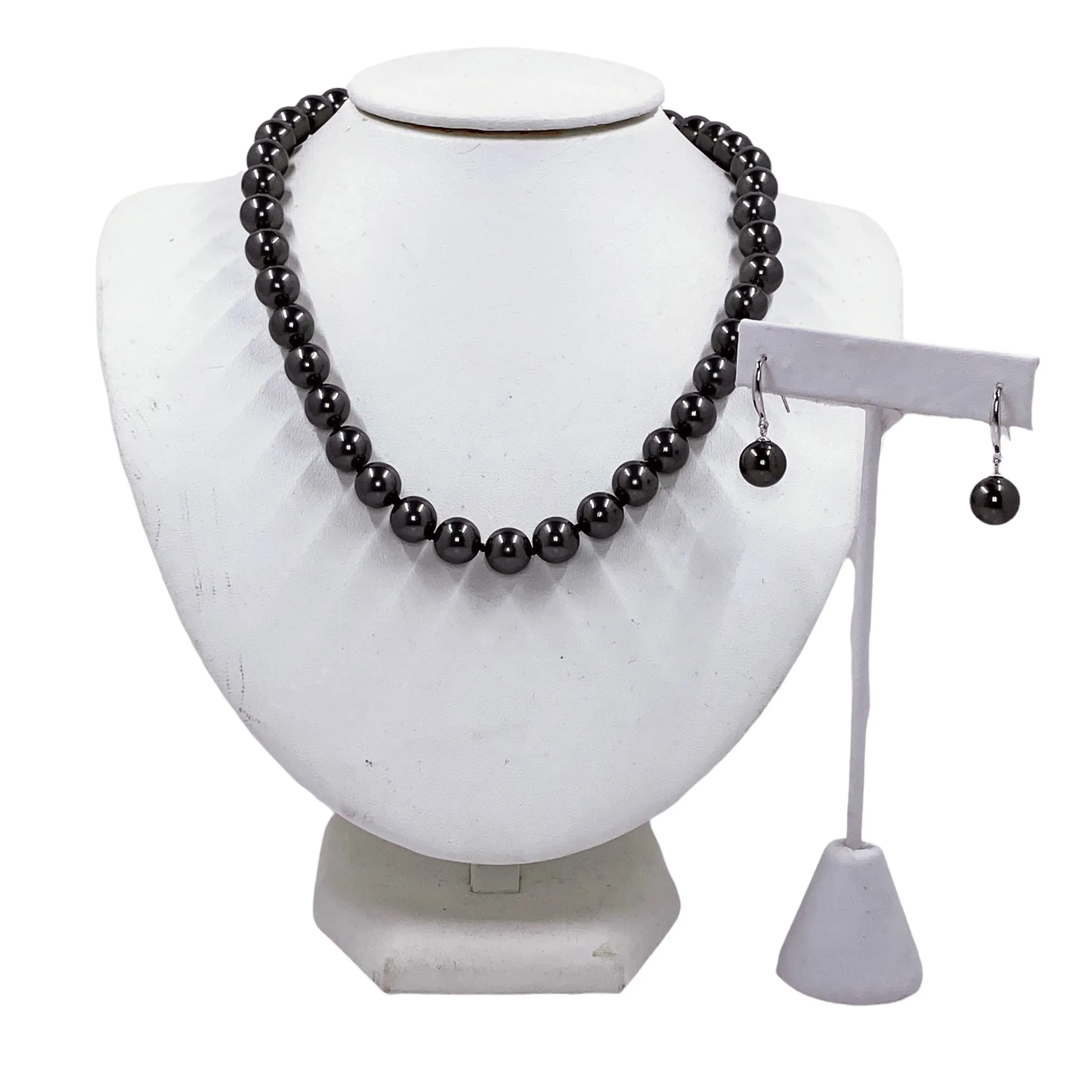 Madam VP Black Pearl Necklace and Earrings