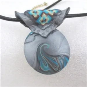 Man's Southwestern Motif Necklace with Big Bold Gray  Pendant