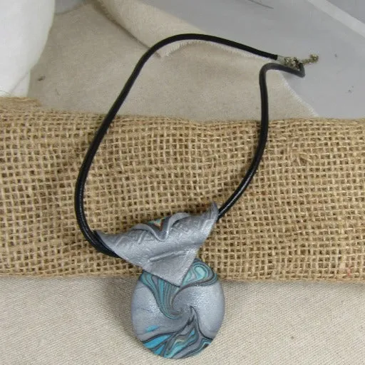 Man's Southwestern Motif Necklace with Big Bold Gray  Pendant