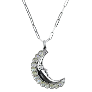 Mark Henry 18k White Gold Moonstone Moon Necklace