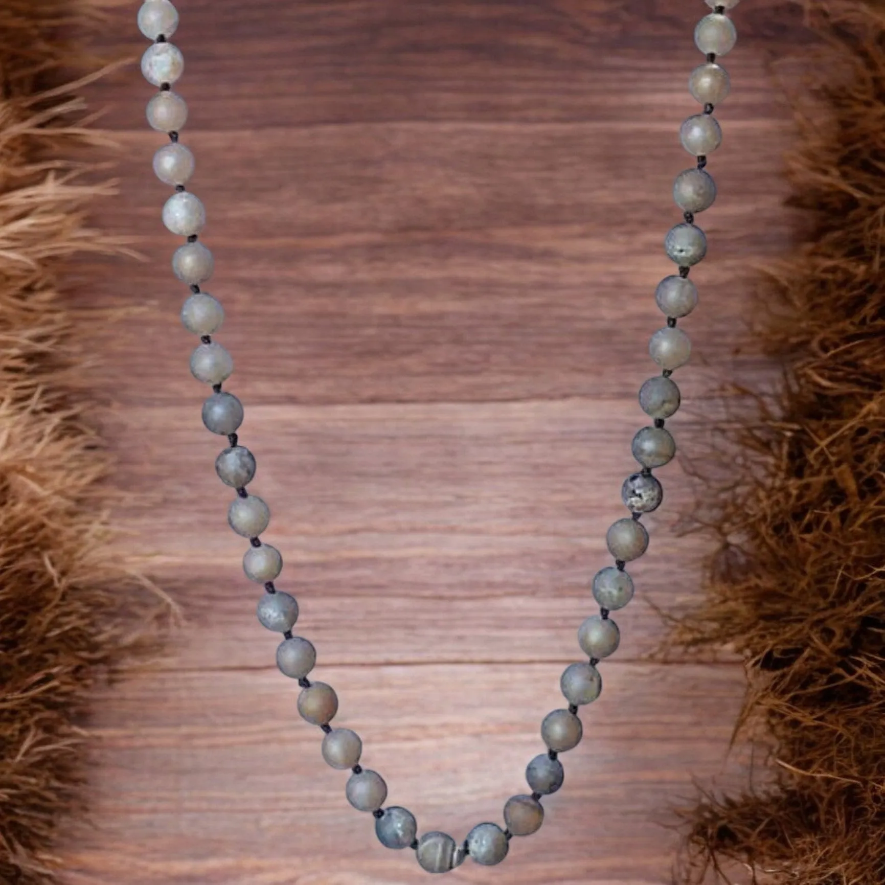 Metallic Druzy Semi-Precious Gemstone Necklace- 36 inch