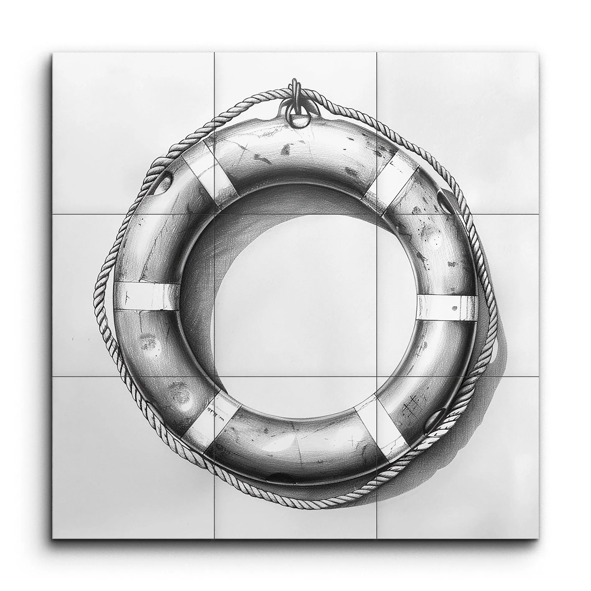 Nautical Life Preserver: Timeless Monochrome Art