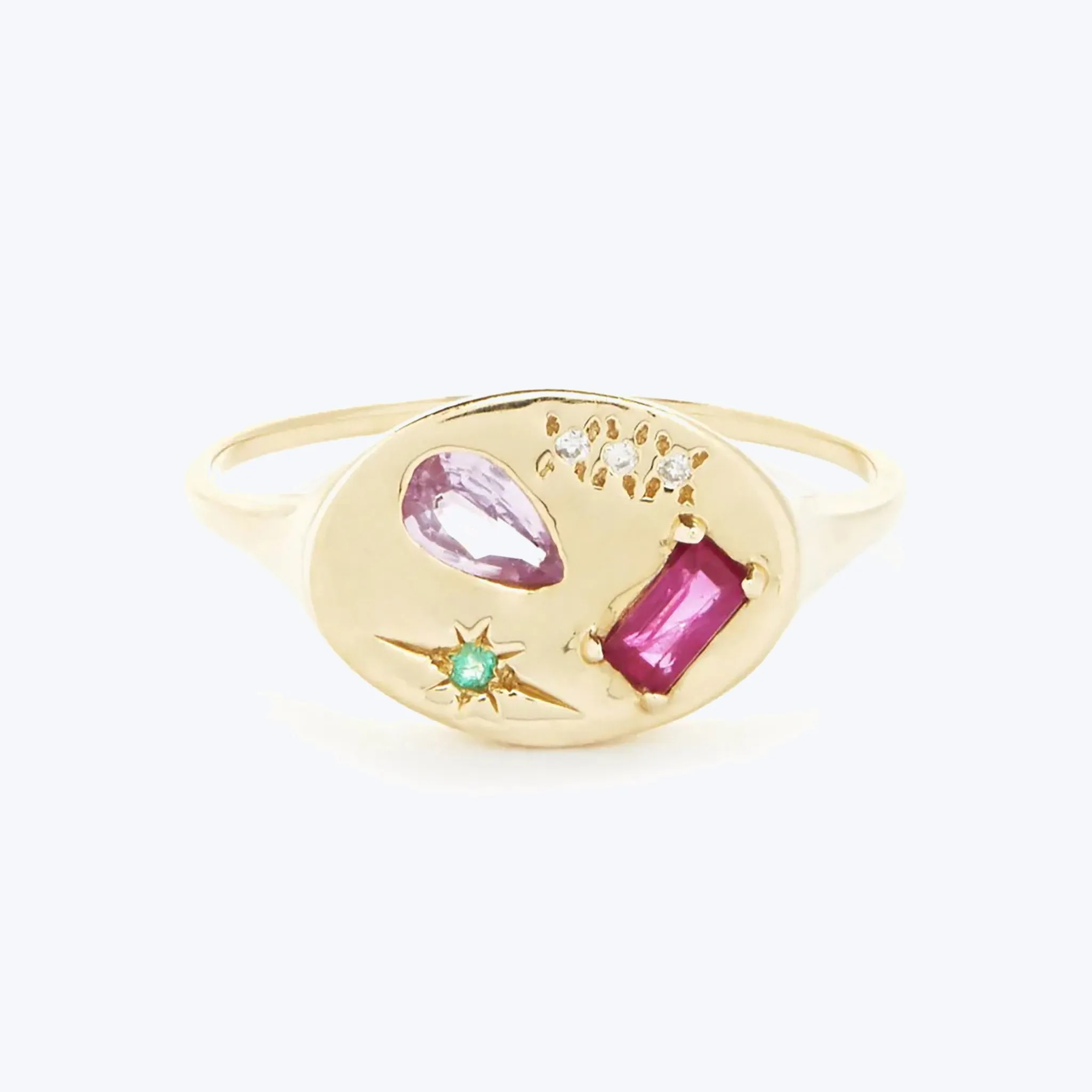 Night Market Signet Ring, Pink Mix