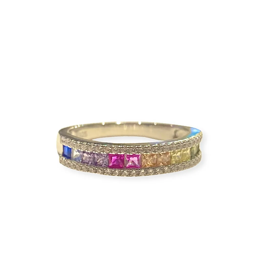 Noelia Rainbow Baguette Ring