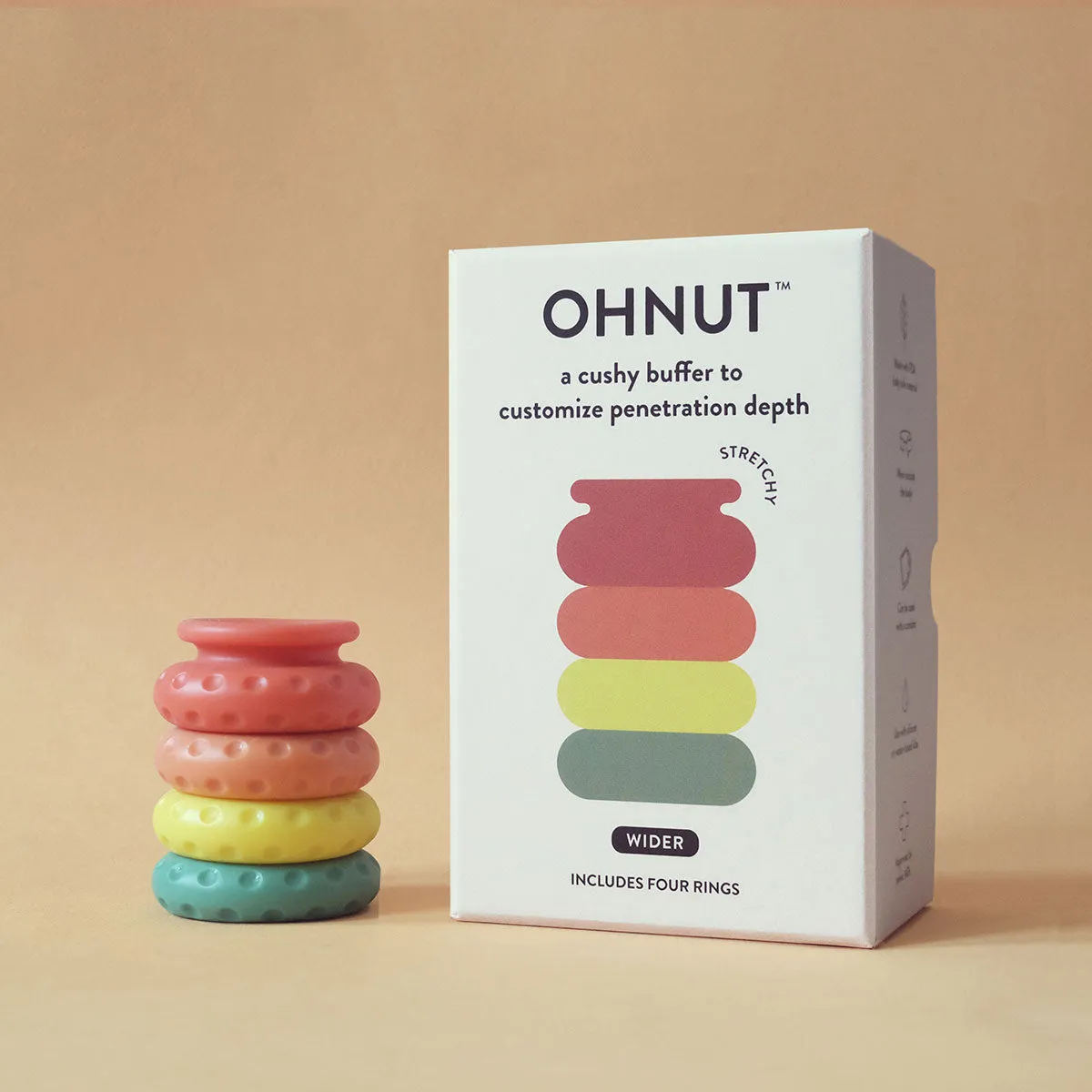 OhNut Wider Stretchy 4-Ring Buffer Rainbow