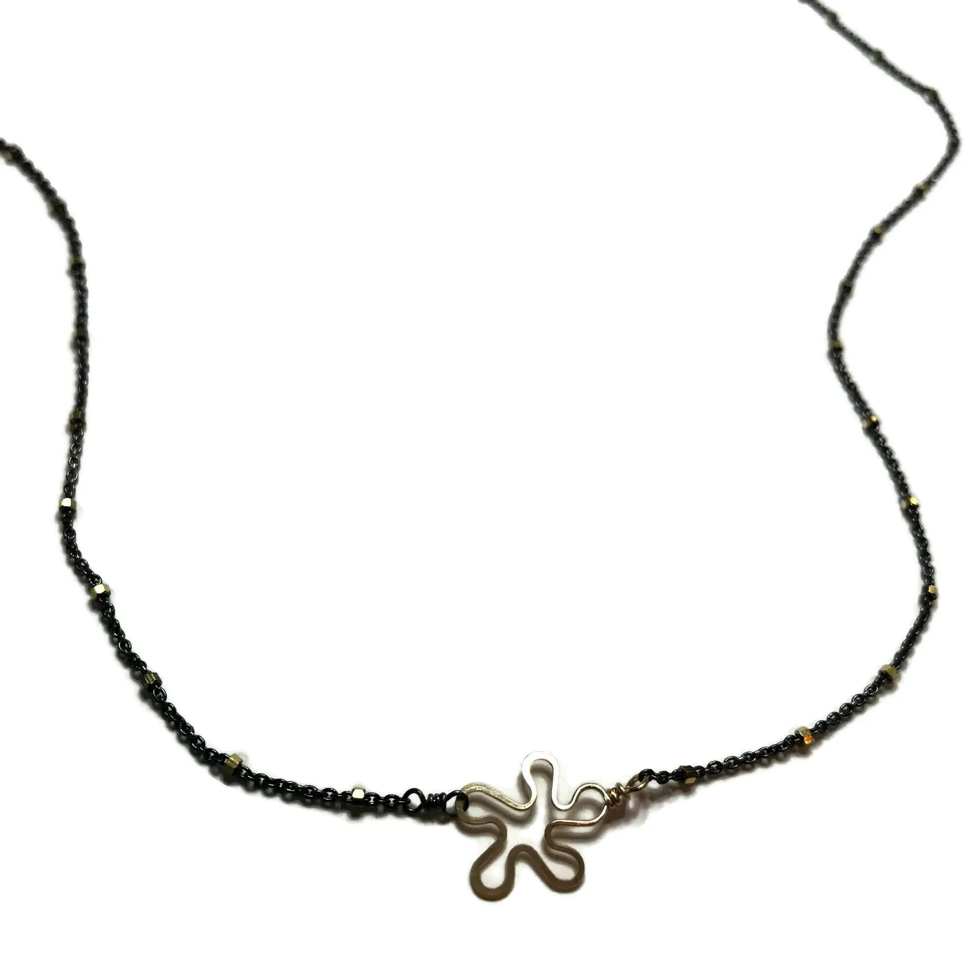 Oxidized Tiny Flower Necklace