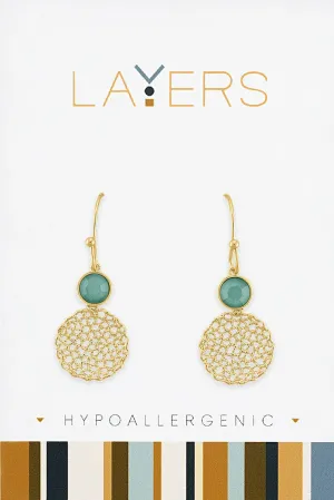 Pacific Opal & Delicate Mesh Dangle Earrings in Gold