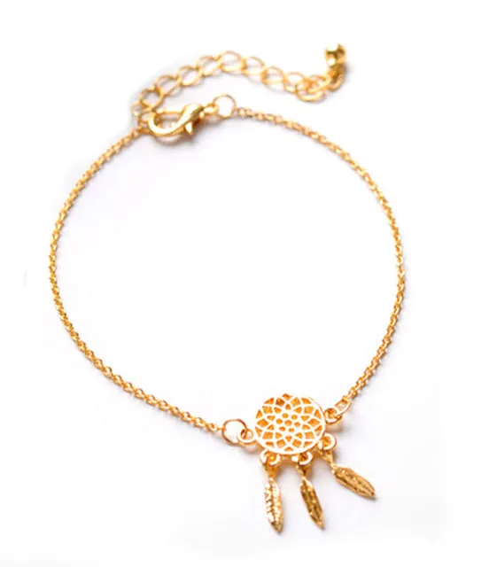 Pameng New Fashion Silver Color Dreamcatcher Charm Bracelets For Women Dream Catcher Jewelry Gold Color