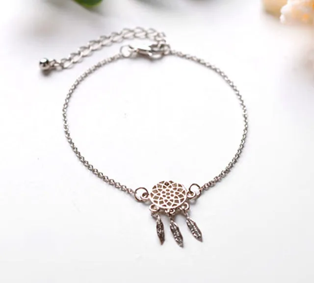 Pameng New Fashion Silver Color Dreamcatcher Charm Bracelets For Women Dream Catcher Jewelry Gold Color