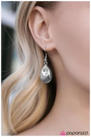 Paparazzi Earring ~ Glowing With Beauty - White