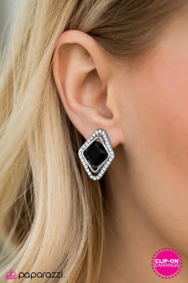 Paparazzi Earring ~ Put On Your Tiara - Black