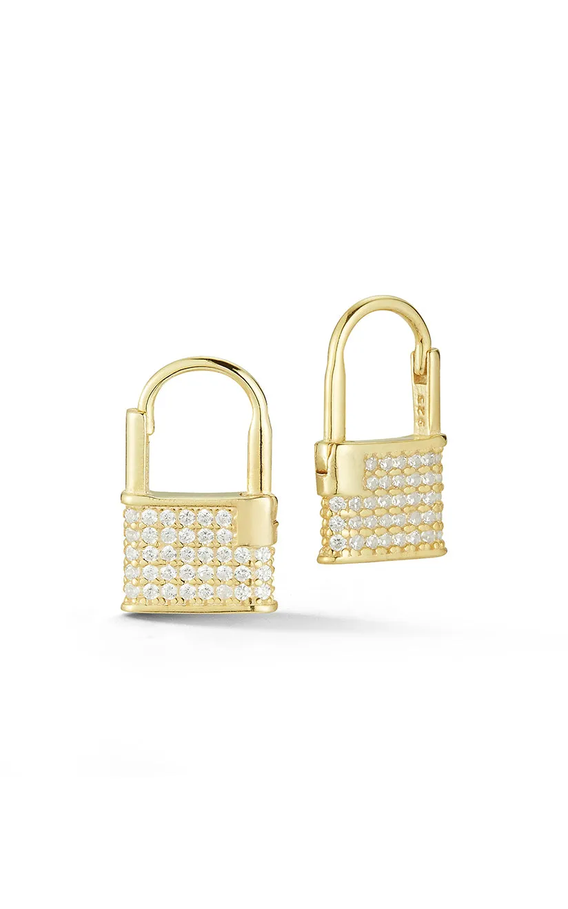 Pavé Lock Huggie Earring