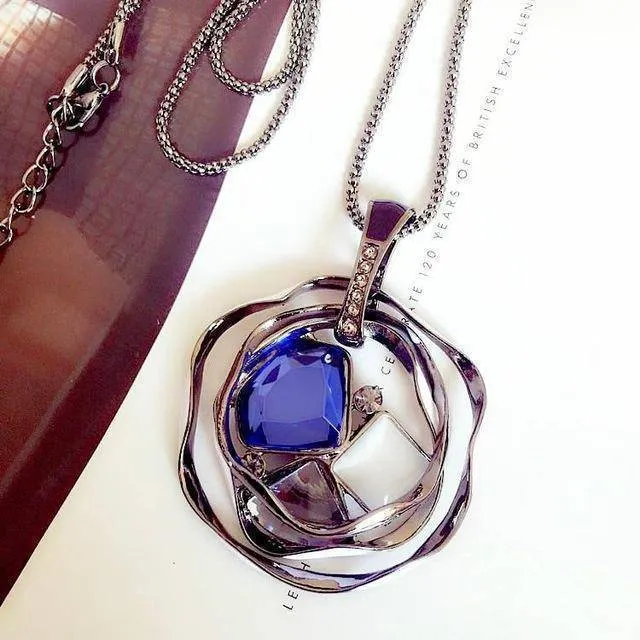 Pendant Necklaces Sweater Long Crystal Chain