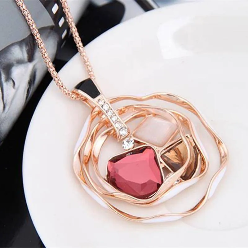 Pendant Necklaces Sweater Long Crystal Chain