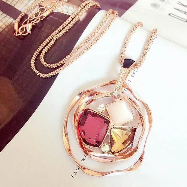 Pendant Necklaces Sweater Long Crystal Chain