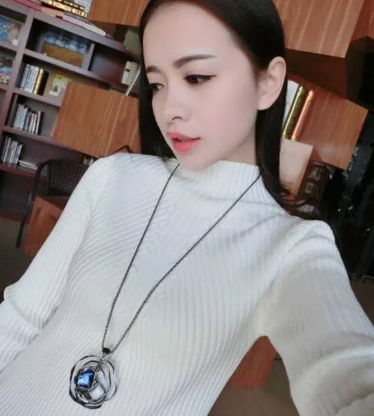 Pendant Necklaces Sweater Long Crystal Chain