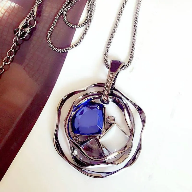 Pendant Necklaces Sweater Long Crystal Chain