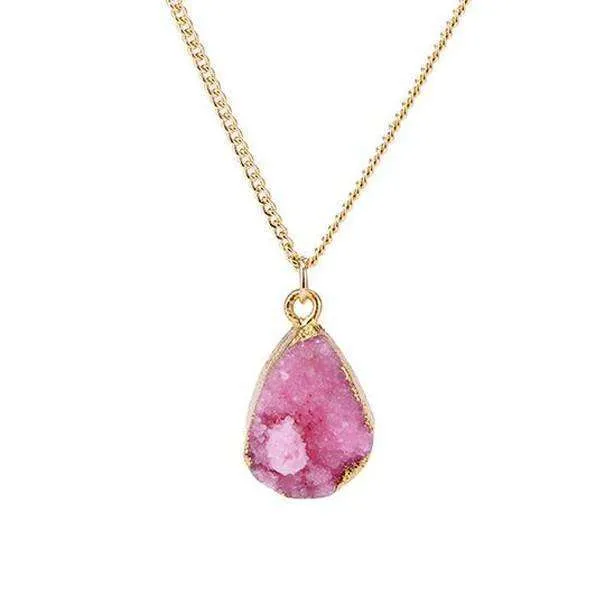 Pink Druzy Stone Necklace