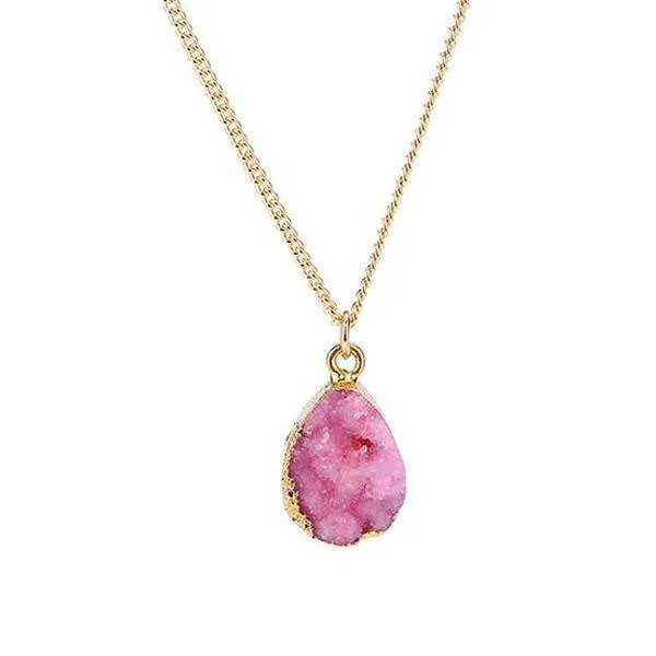 Pink Druzy Stone Necklace