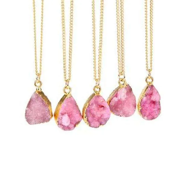 Pink Druzy Stone Necklace