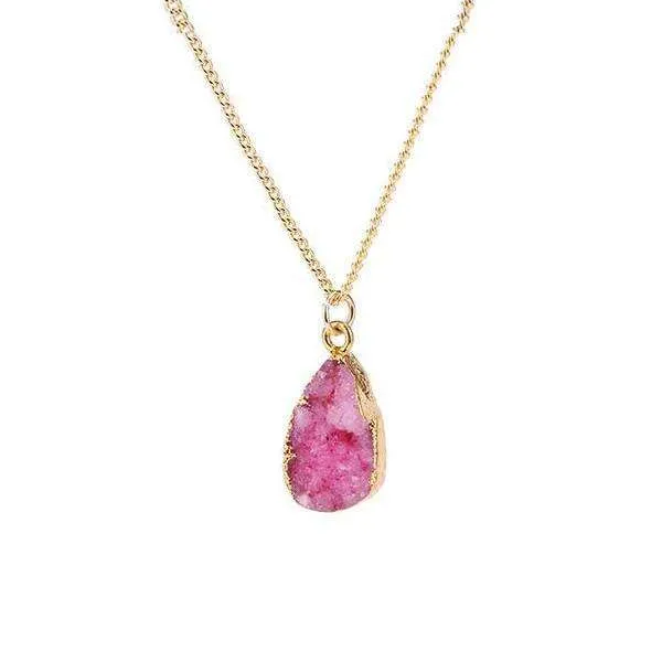 Pink Druzy Stone Necklace