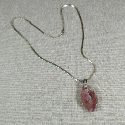 Pink Tourmaline Gemstone Pendant on Silver Chain Necklace