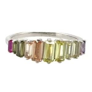 R466 Colorful CZ Band Ring