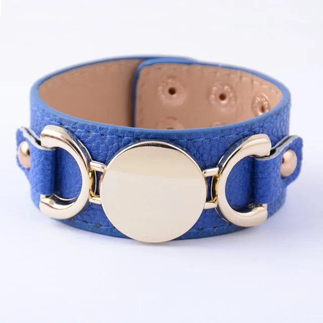 Rainbery 2017 Hot Selling Monogram Leather Cuff Bracelet Pulseras 3 Row Gold Color Multicolor Leather Bracelet For Women Men