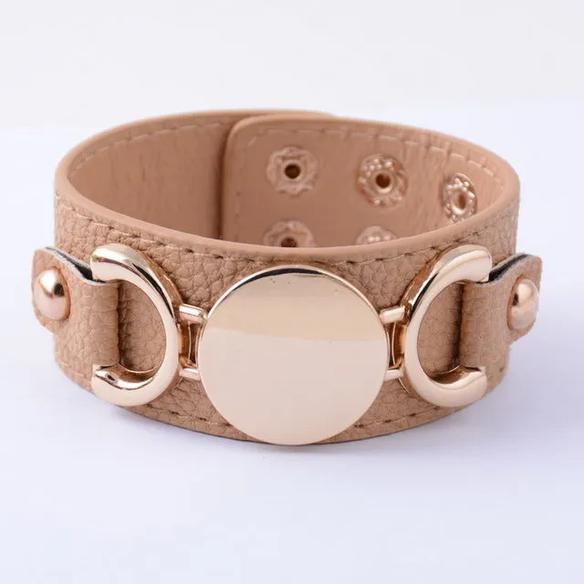 Rainbery 2017 Hot Selling Monogram Leather Cuff Bracelet Pulseras 3 Row Gold Color Multicolor Leather Bracelet For Women Men